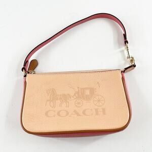 Coach Nolita 19 Horse and Carriage Leather Mini Shoulder Bag Purse Peach Pink
